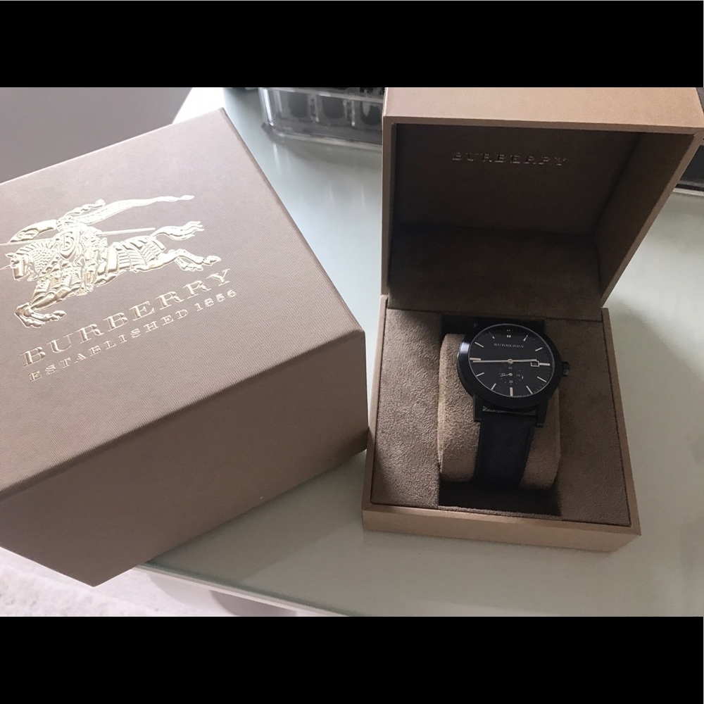 Burberry Chronograph Check Leather Watch