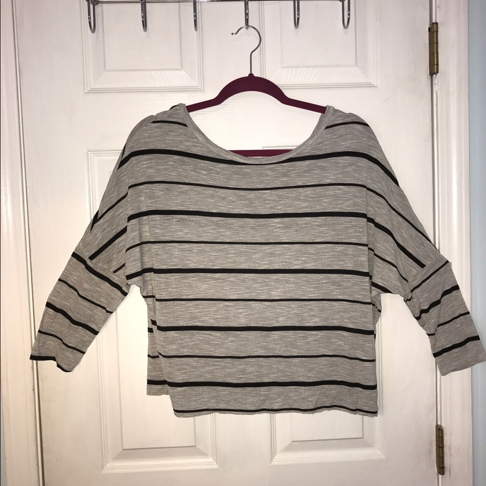 Julie's Closet Grey & Black Striped Top