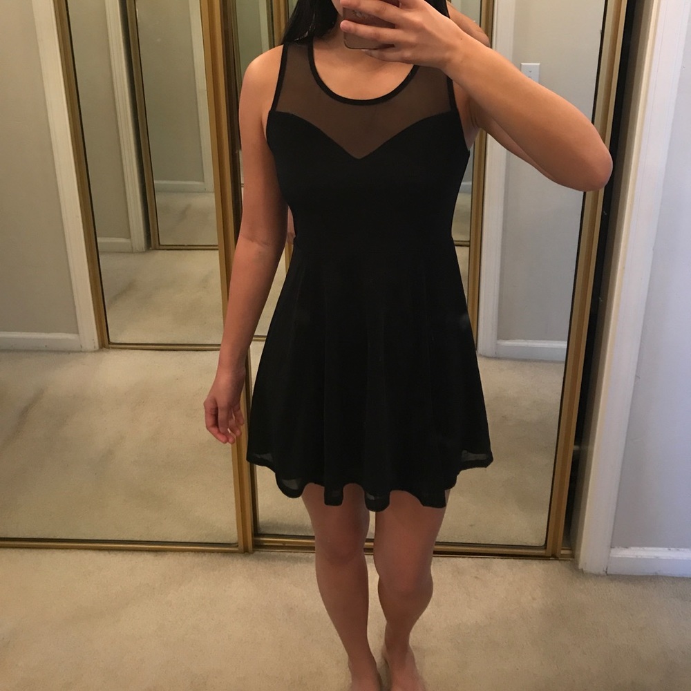Black mesh sweetheart dress