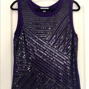 Calvin Klein Purple Sequined Tank-NWT-L