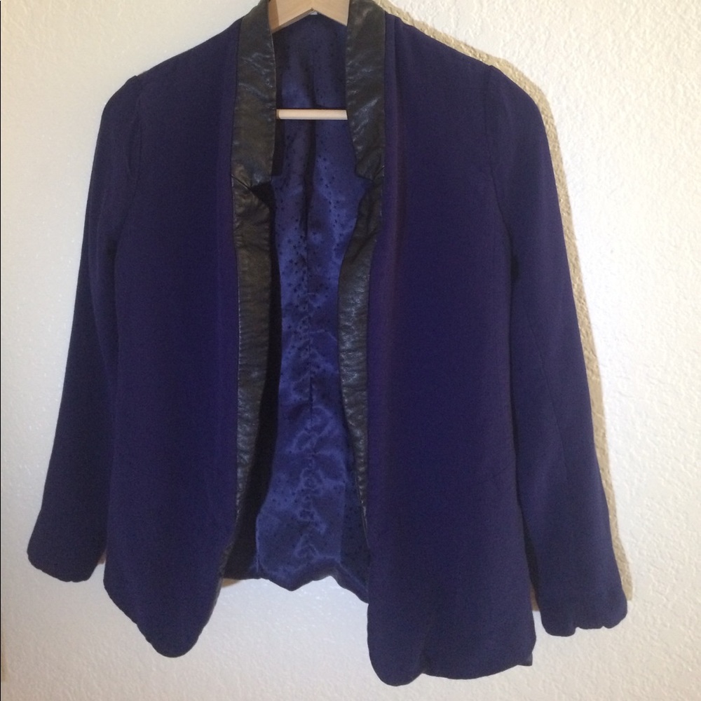 Leather trimmed blazer