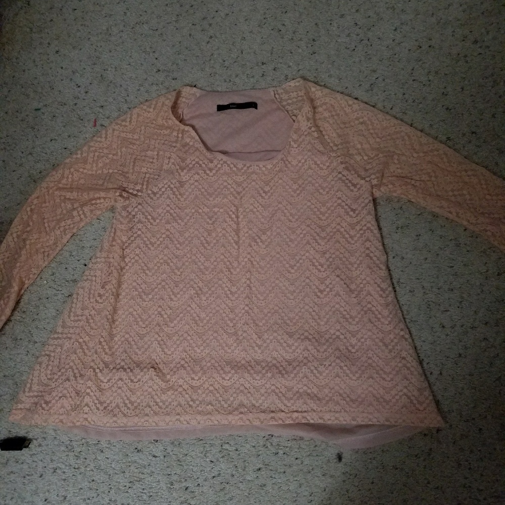 Hazel long sleeve Peach lace top, L.