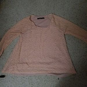 Hazel long sleeve Peach lace top, L.