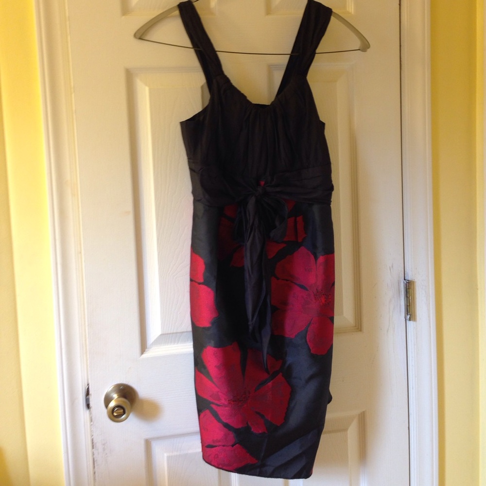 Floral Summer Black and Red Dress