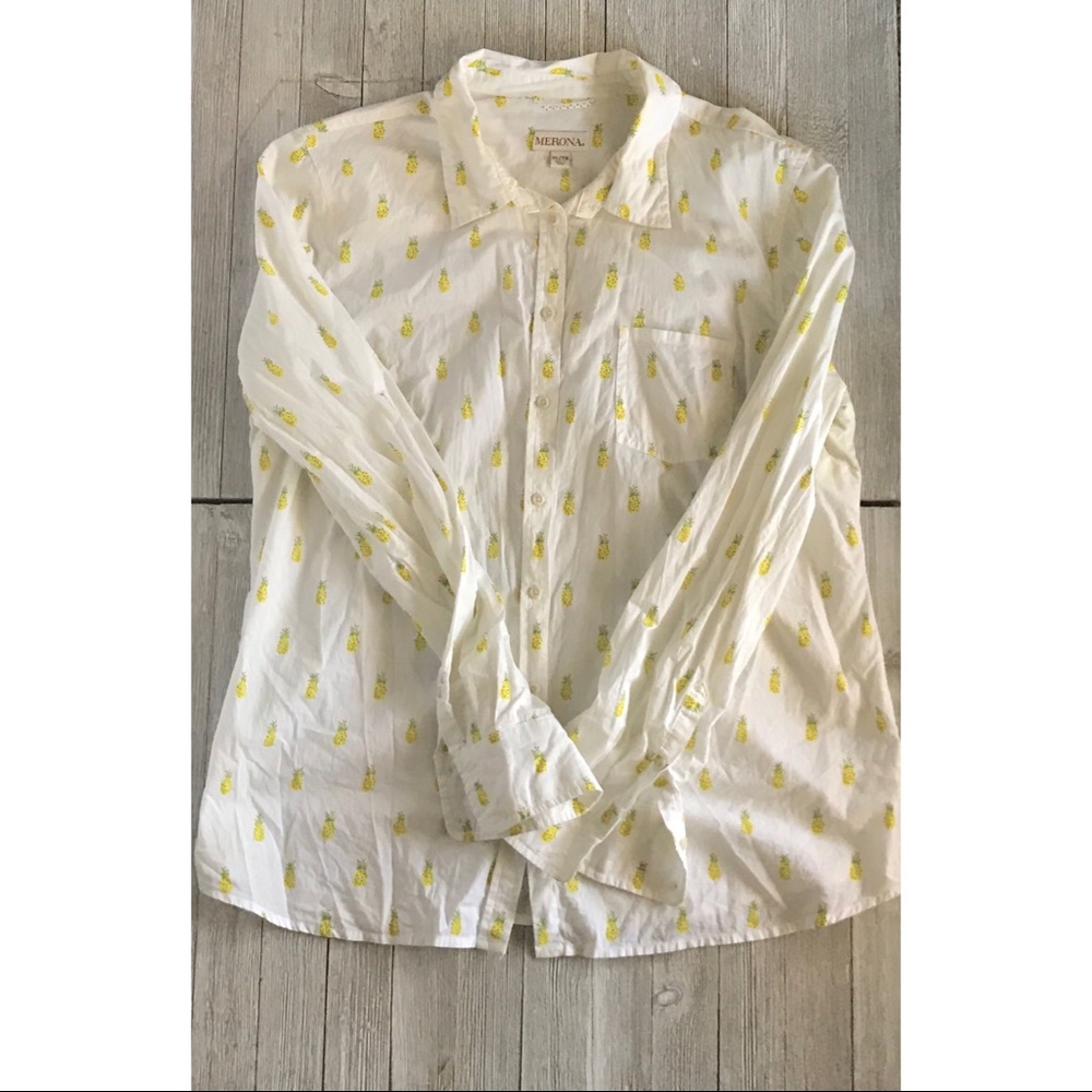 Pineapple Pattern Button Down Blouse
