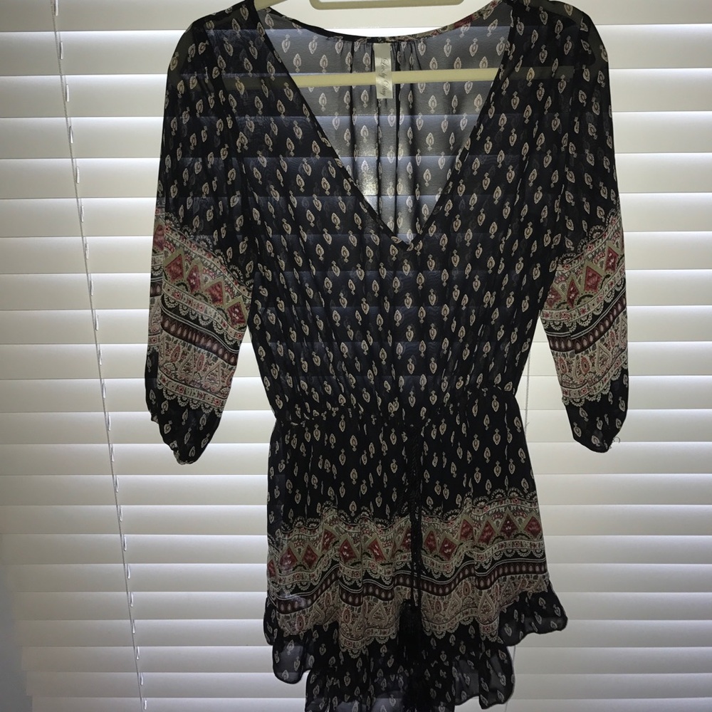 Sheer paisley dress with adjustable waistline