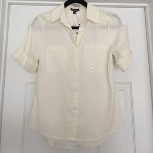 Express NWT Short Sleeve Beige Blouse: Size XS
