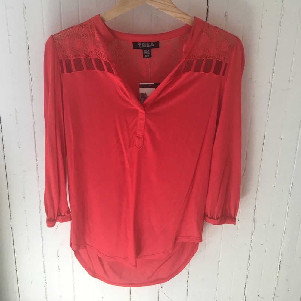 Red long sleeved cut out shirt - brand new!