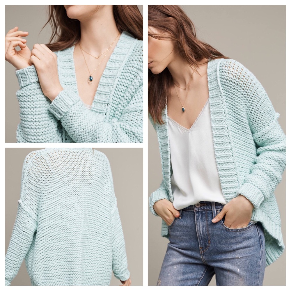 Anthropologie Classic High-low Cardigan Mint