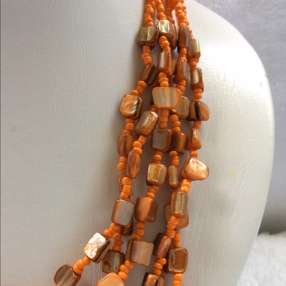 ✨NEW✨Beautiful Orange Oil Spill Layered Necklace - Picture 2 of 3
