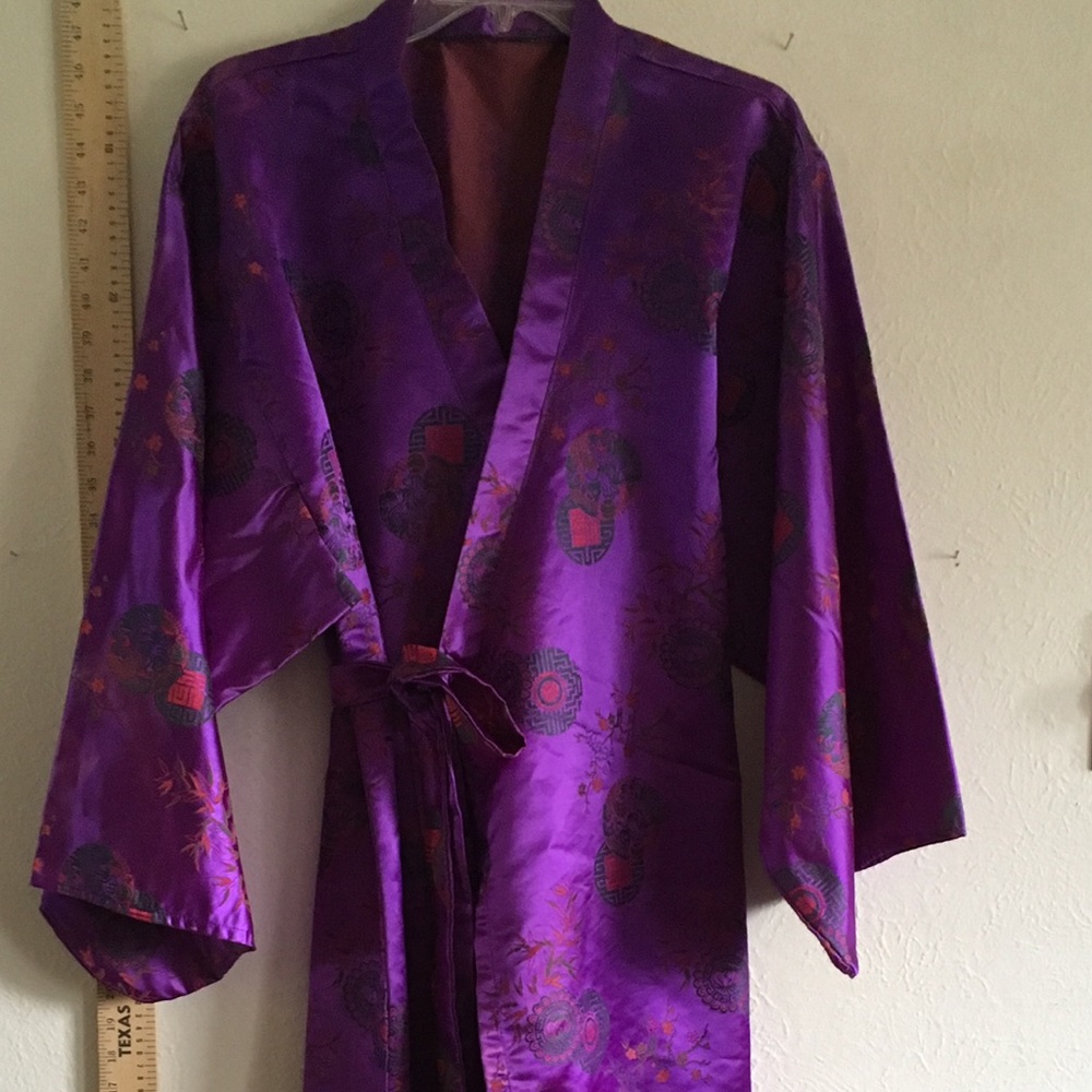 Japan Japanese kimono mumu silky purple pretty