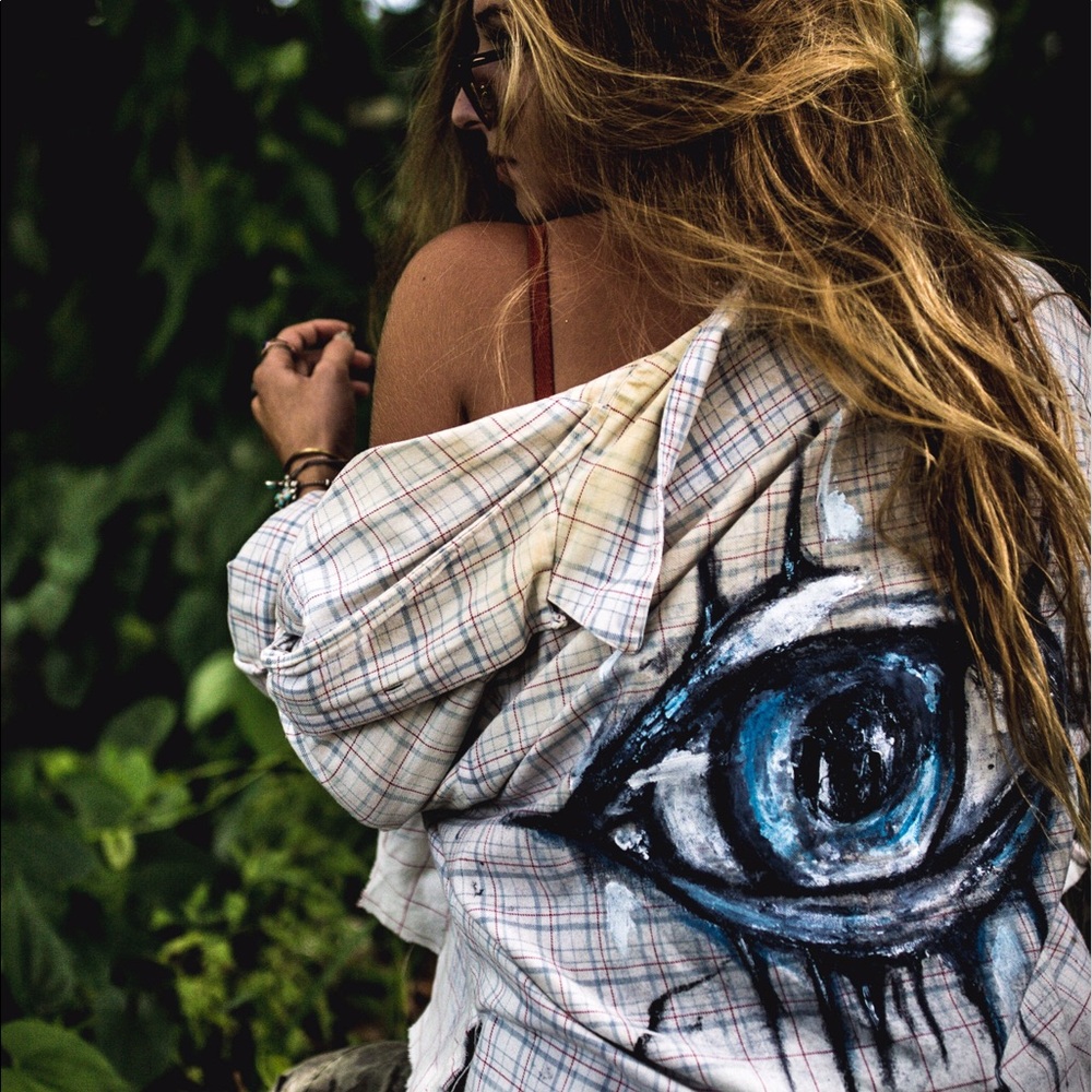 Handmade cropped Ralph Lauren flannel.