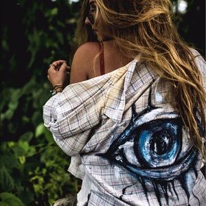 Handmade cropped Ralph Lauren flannel.