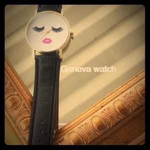 Ladies Leather strap Geneva Watch.