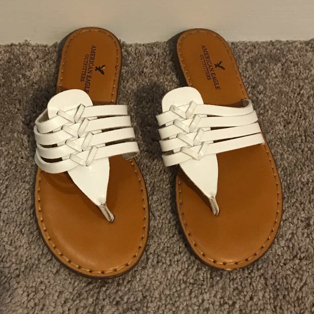 American eagle white flip flops