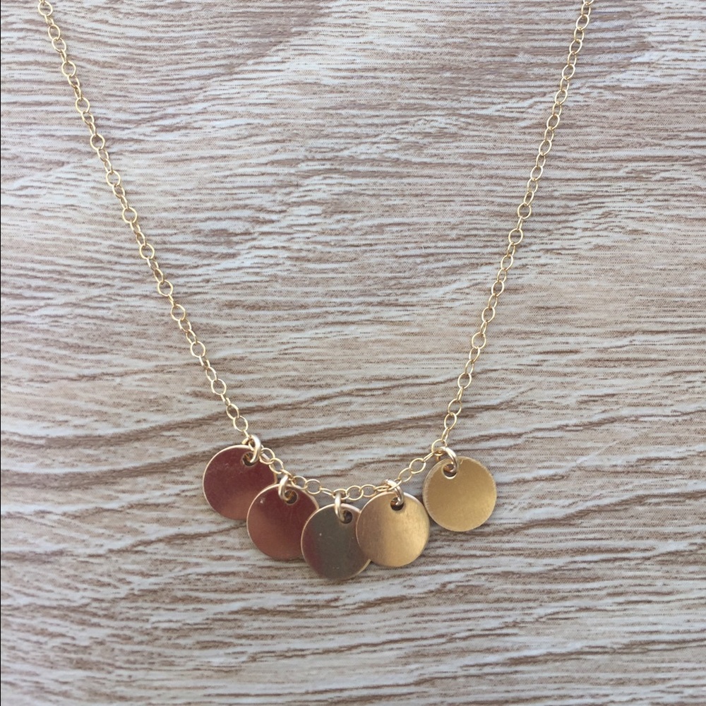 Tiny 5 circle pendant necklace
