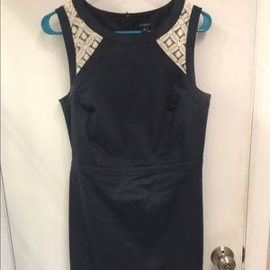 Navy Cocktail Dress w/ Cream Lace