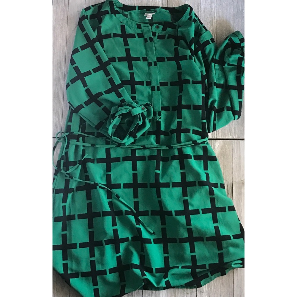 Green and Black Pattern Dress