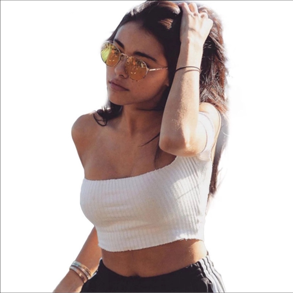 💎Bardot Ribbed crop top💎