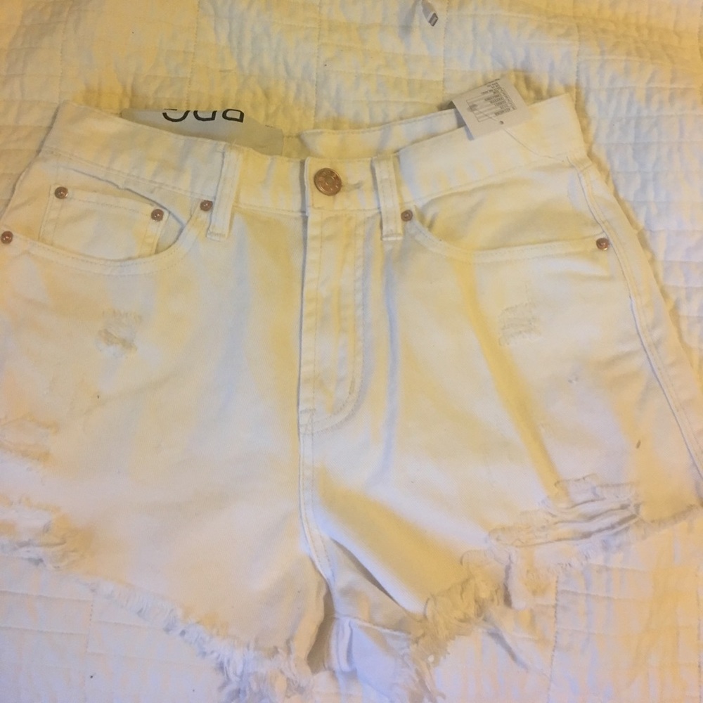 Brand new BDG white distressed shorts