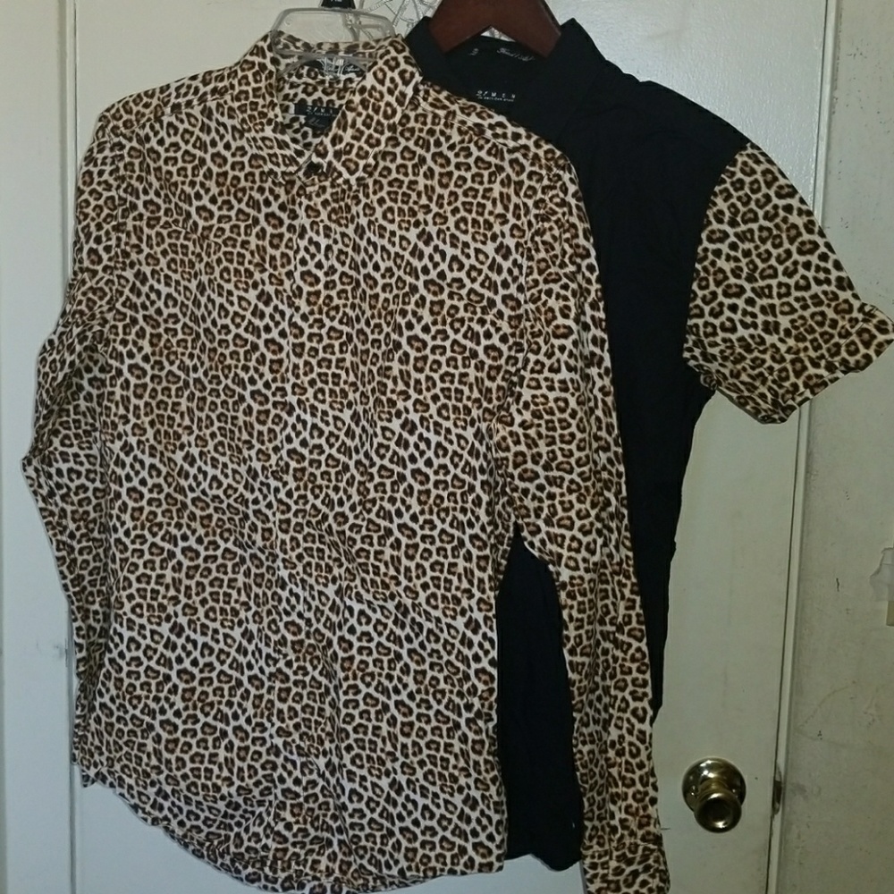 Forever 21 Mens Cheetah Print button-ups bundle