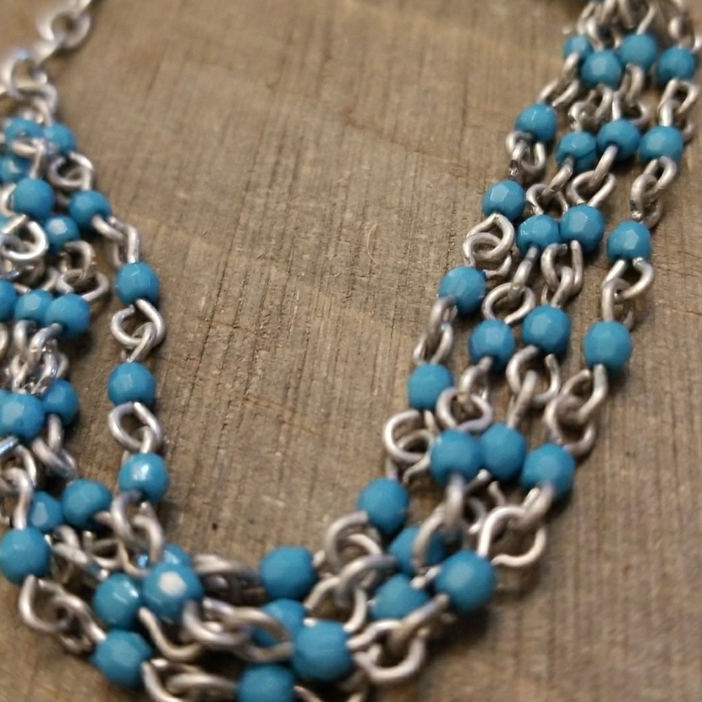 JBloom  Teal and Silver 4 strand Bracelet