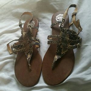 Jeffrey Campbell snake skinned appearing sandels