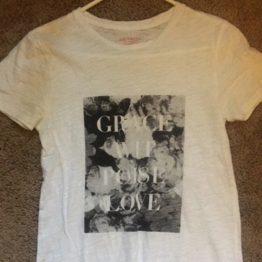 "Grace, Wit, Poise, Love" white JOE FRESH T-Shirt