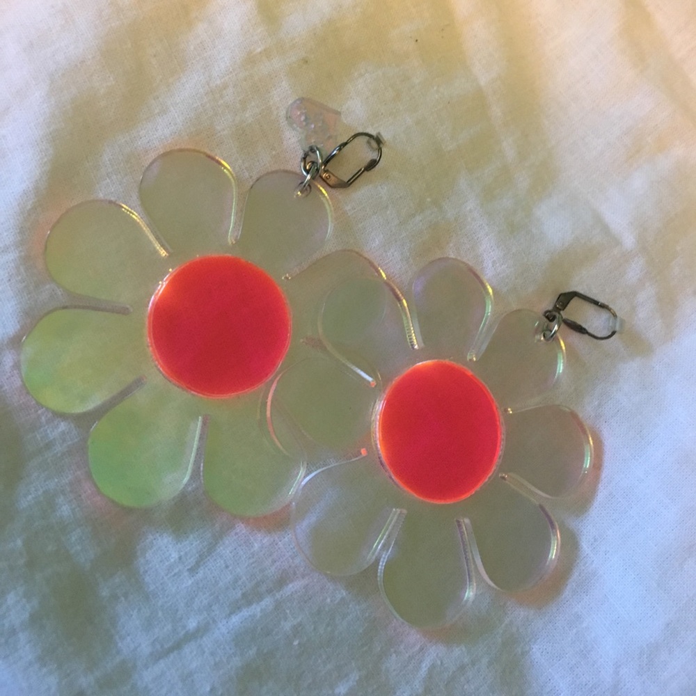 Holographic flower power earrings