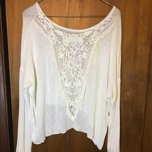 Soft long sleeve sweater with lace detail