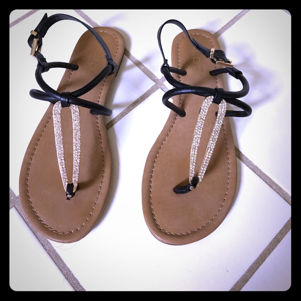 Aldo black sandals with rhinestones