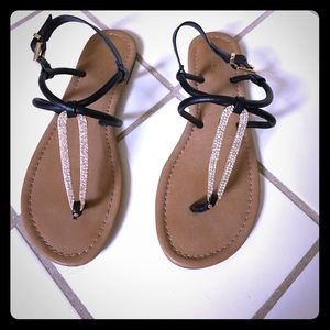 Aldo black sandals with rhinestones