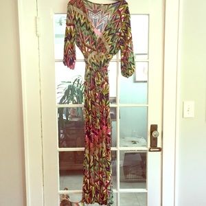 Multi colored silky maxi dress