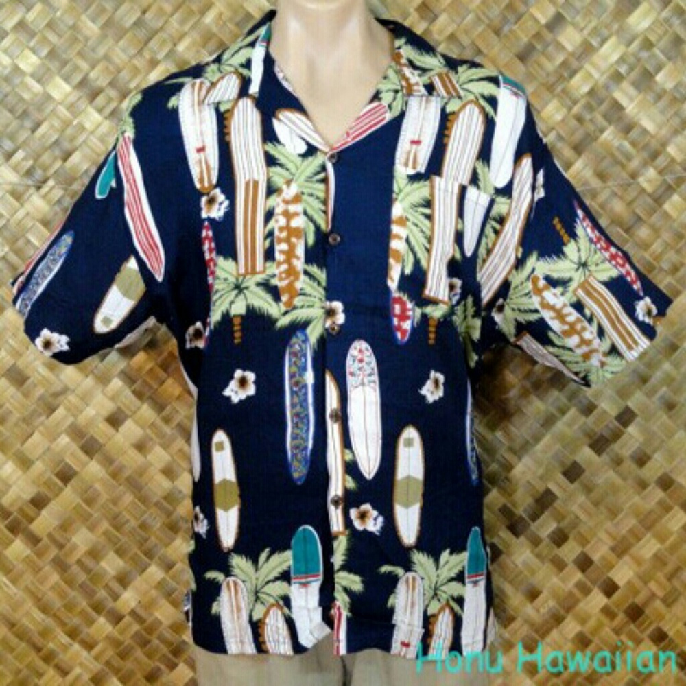 Men's surfboard print Hawaiian shirt. Extra large