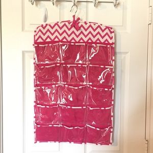 NEW DOUBLE SIDED Pink Chevron Jewelry Organizer