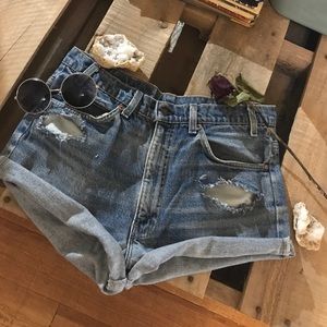 Distressed Levi Jean Shorts