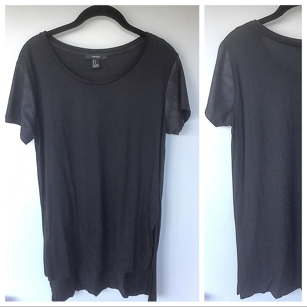 NWOT Forever 21 Black Tunic T w/ Sleeve Detail