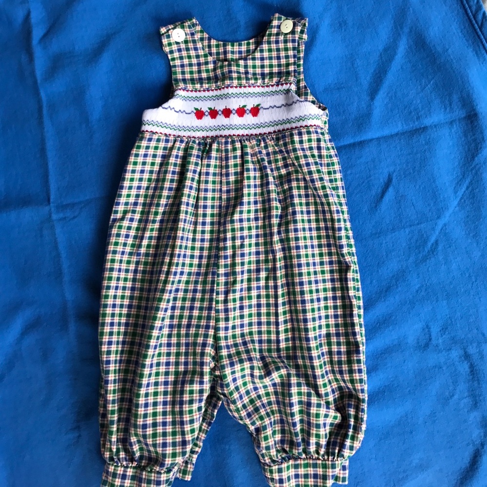 Plaid Hand Smocked Bubble, size 2