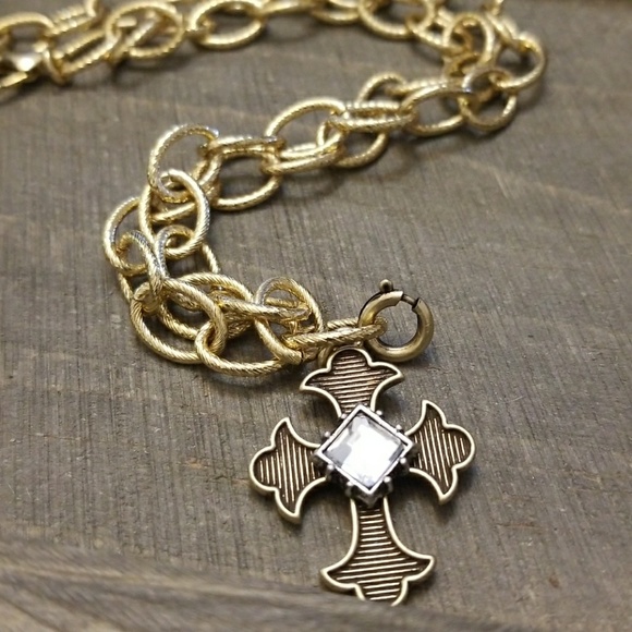 JBloom Jewelry - JBloom Chunky Necklace with Gold Cross