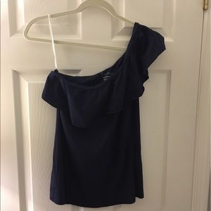Lilly Pulitzer across the shoulder navy tee