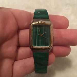 Green striped marble watch