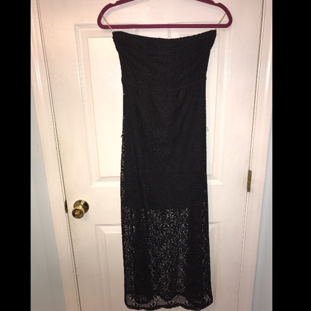 Ultra Flirt Black Crochet Strapless Dress