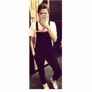 Black Denim Overalls - skinny