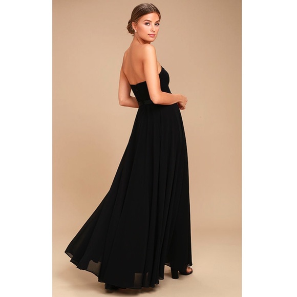 Black Strapless Beaded Maxi Dress - Picture 2 of 3