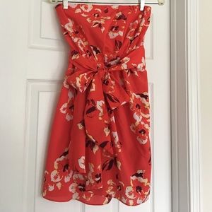 Express Strapless Dress, Red Floral: Size 4