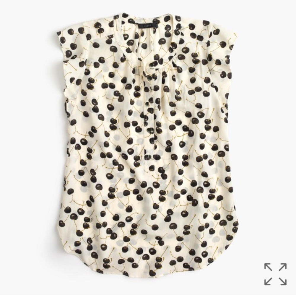 J.Crew silk top with cute cherry print