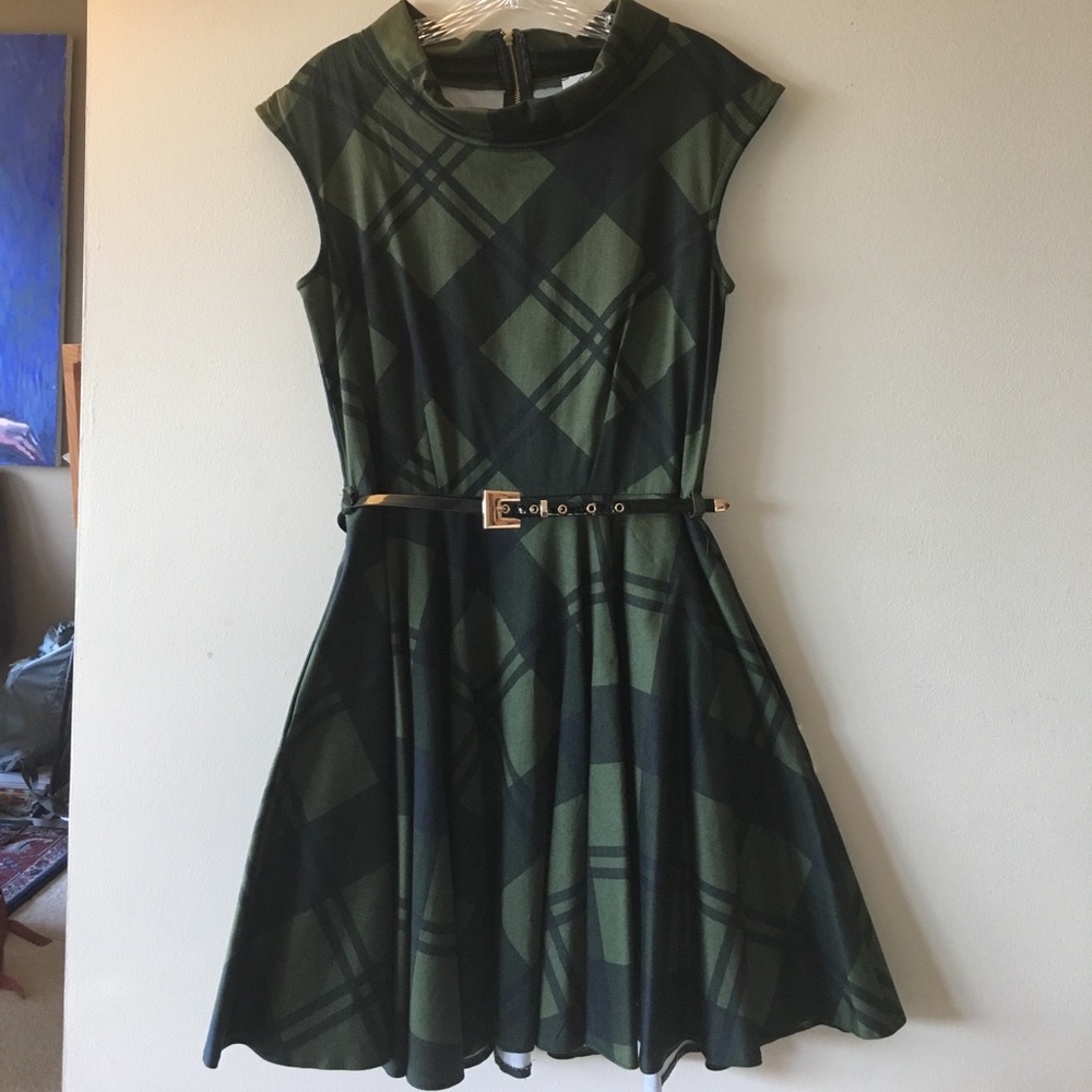 NWOT Closet London Fit & Flare Dress Plaid size 10