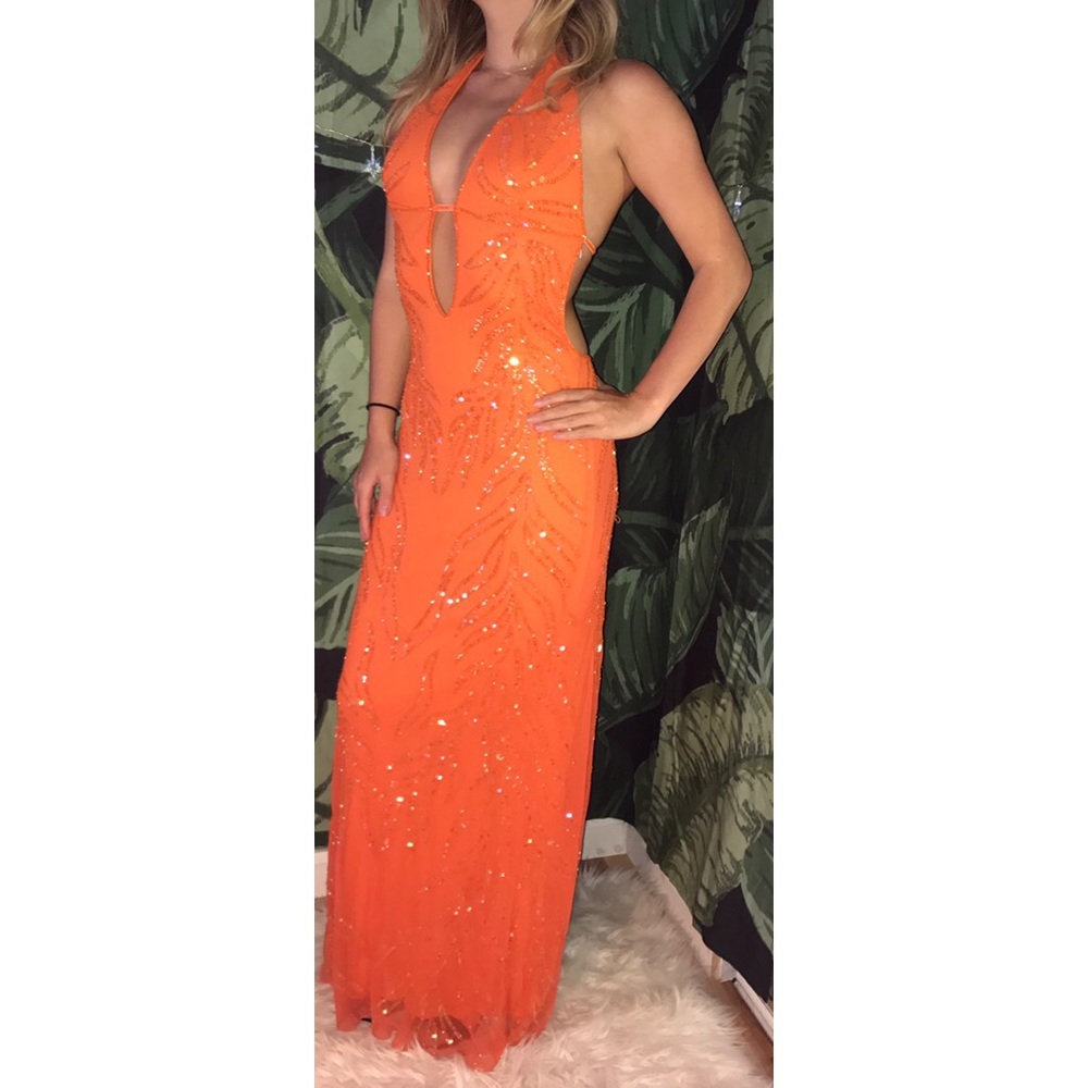 🍊BEAUTIFUL ORANGE SEXY LONG DRESS MAXI OR PROM🍊