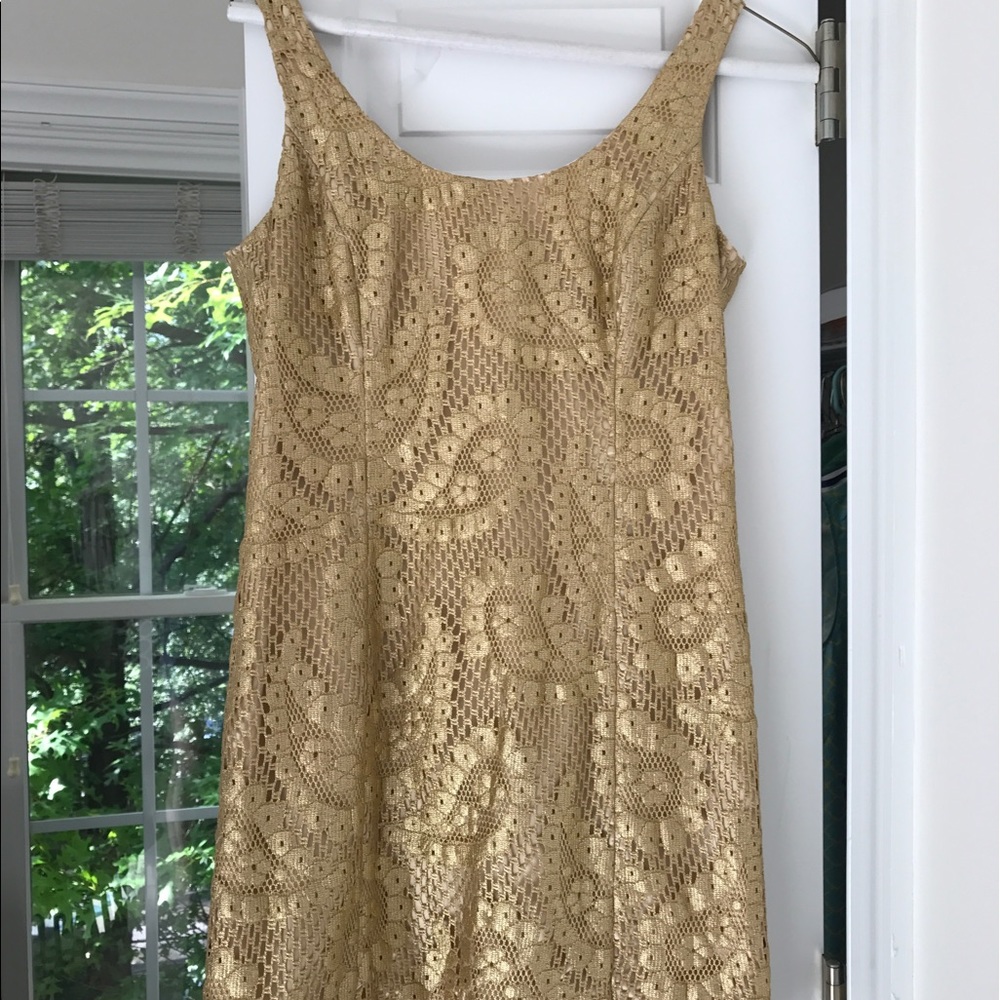 Lilly Pulitzer gold cocktail dress size 8