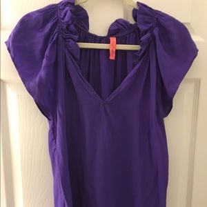 Eight sixty purple silk ruffle collar blouse